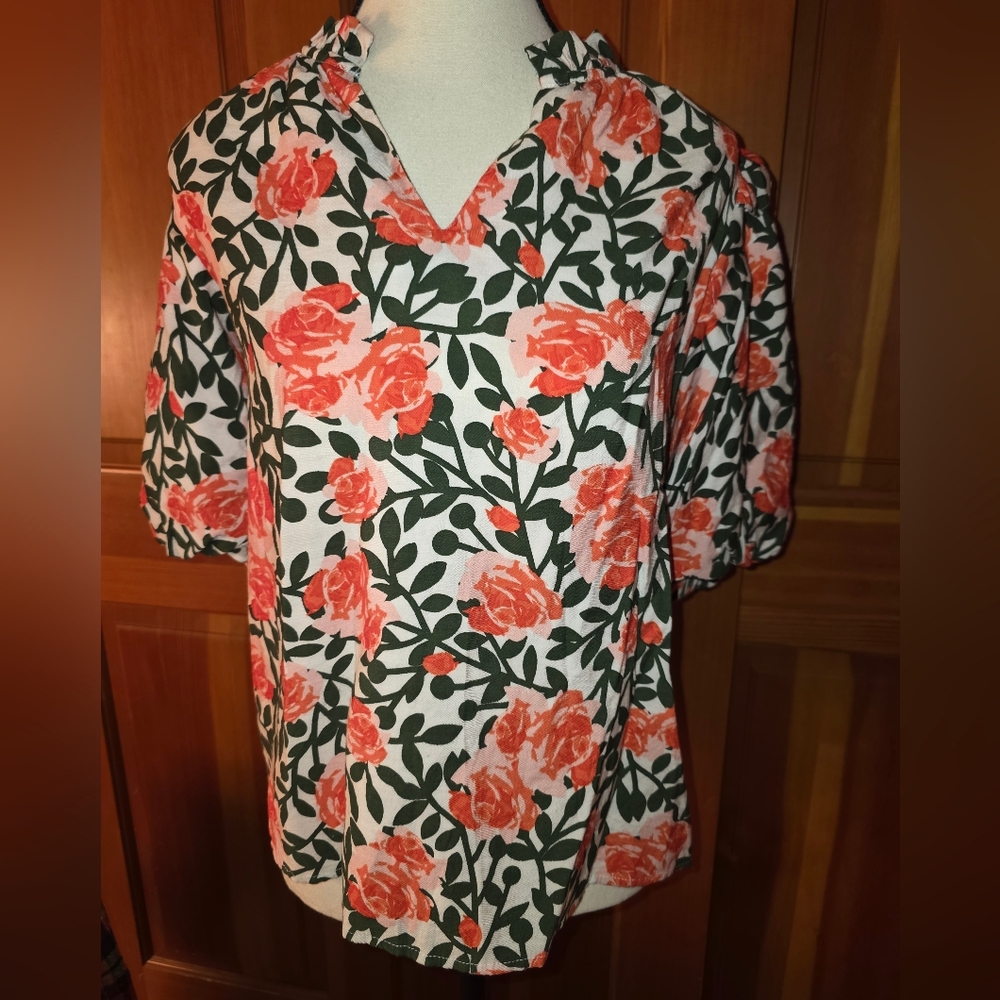 THML Puff Sleeve Floral Top Size Medium